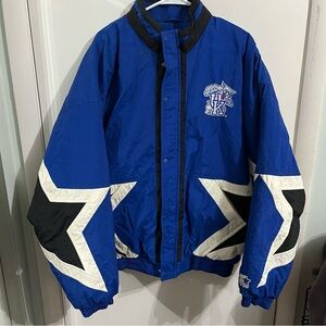 STARTER Men’s Kentucky Wildcats Puffer Coat Size XL Blue Black White Rare